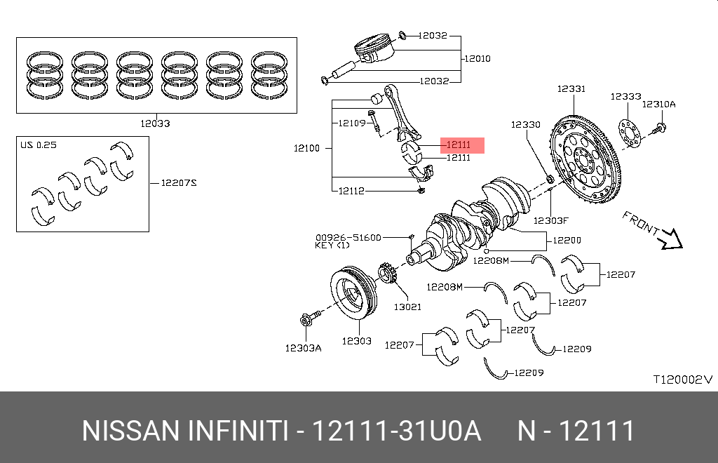 1211131U0A NISSAN Вкладыши шатунные