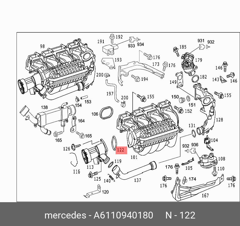 6110940180 MERCEDES-BENZ ПРОКЛАДКА ВПУСКНОГО КОЛЛЕКТОРА