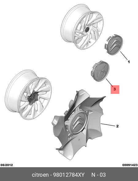 98012784XY PEUGEOT-CITROEN Заглушка болта колесного Пежо Ситроен