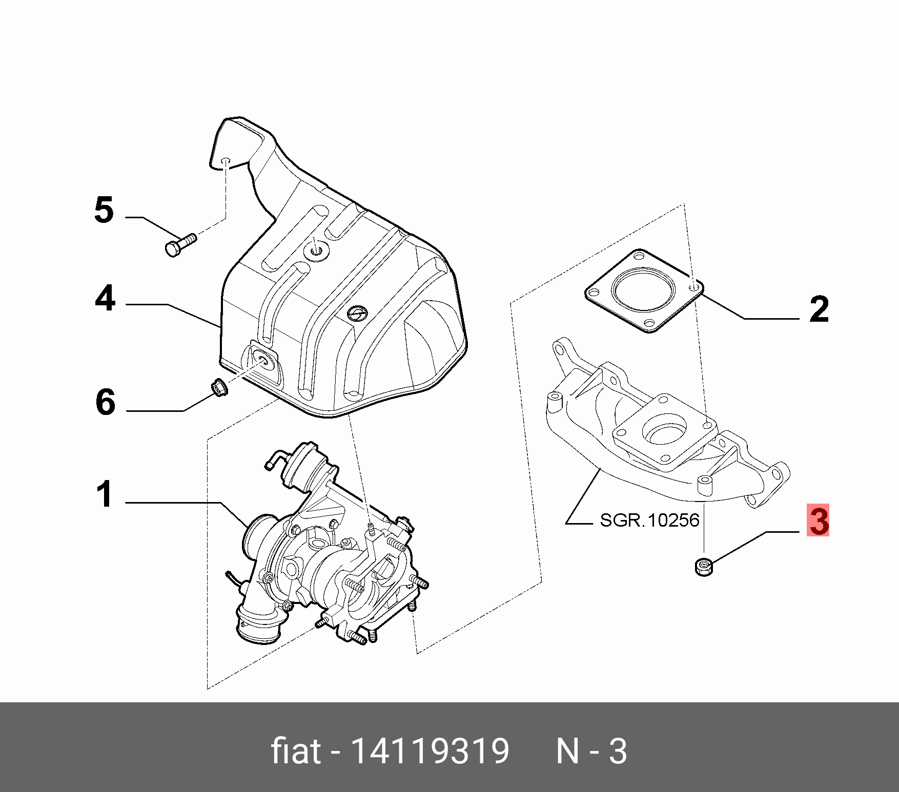 14119319 FIAT/ALFA/LANCIA Гайка выпускного коллектора м8 х 1,25