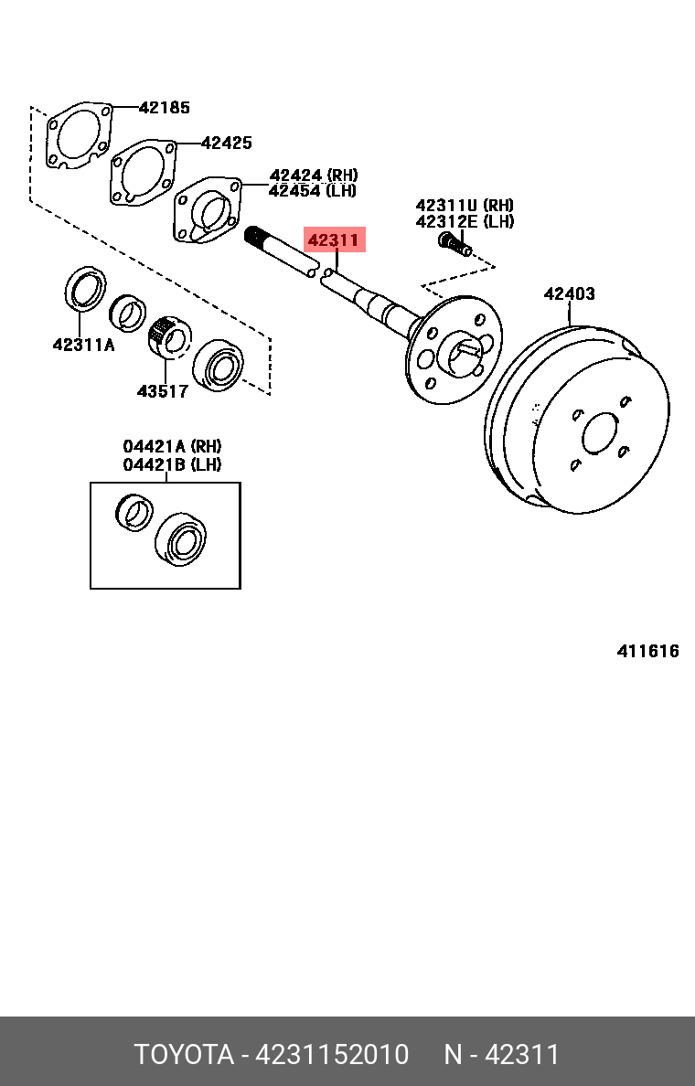 4231152010 TOYOTA ПОЛУОСЬ
