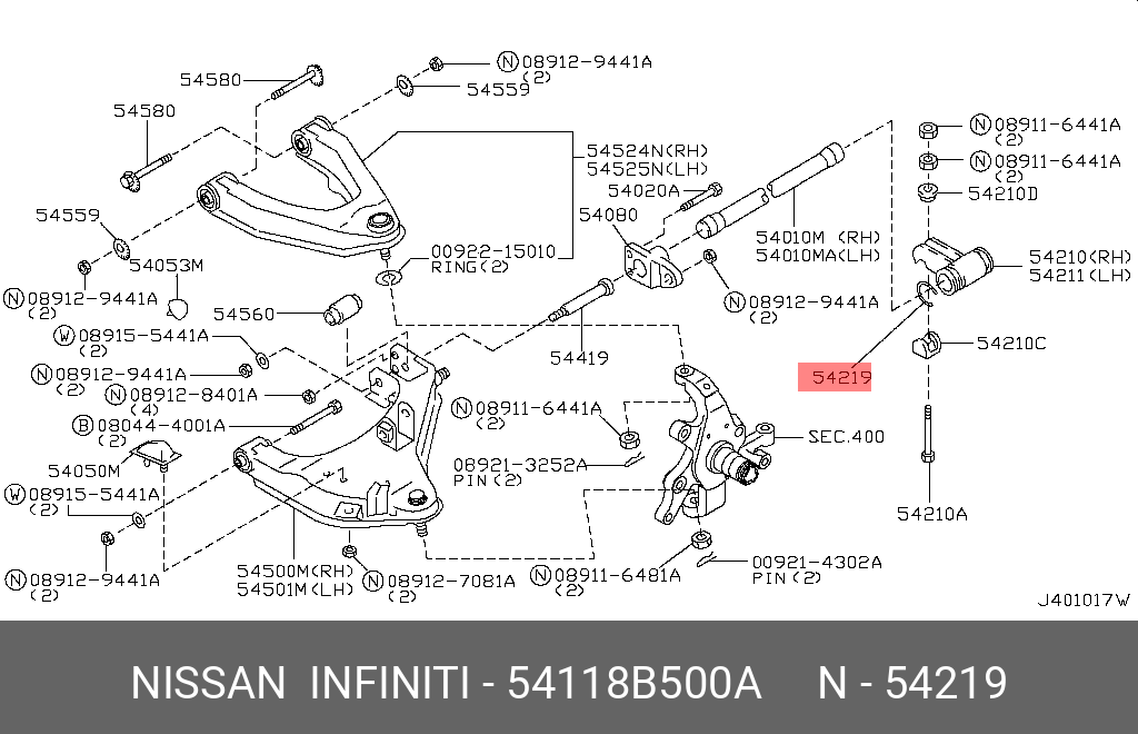 54118B500A NISSAN КОЛЬЦО СТОПОРНОЕ МЕТАЛЛИЧЕСКОЕ