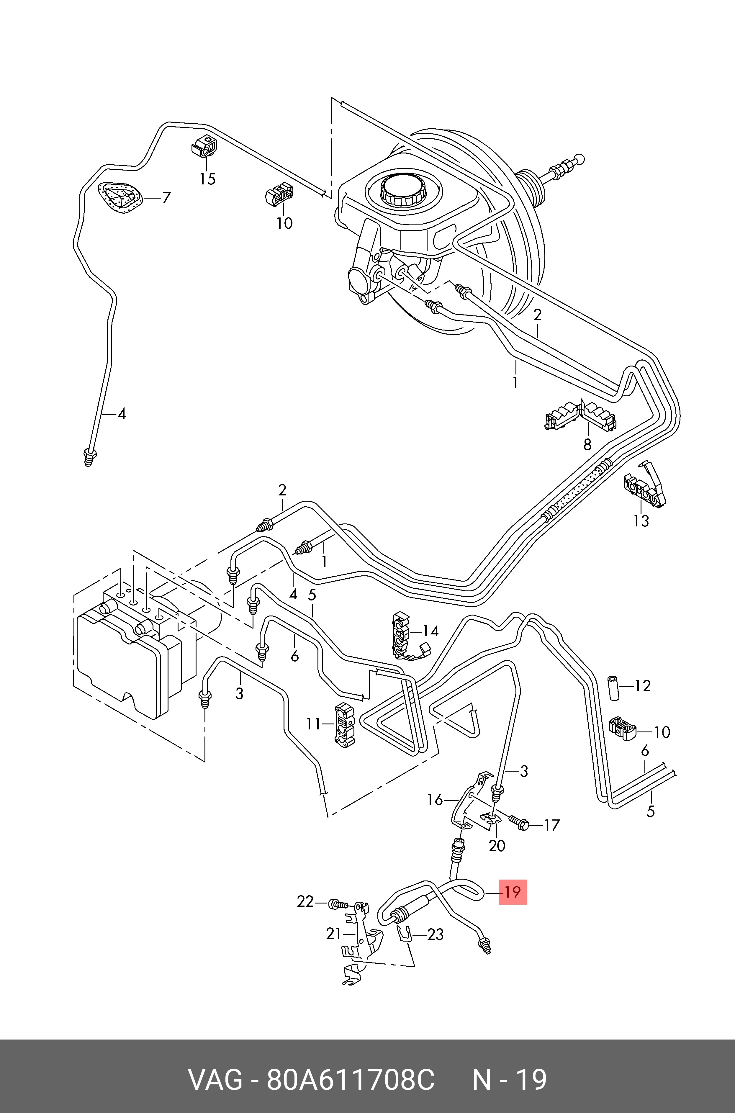80A611708C VAG Тормозной шланг