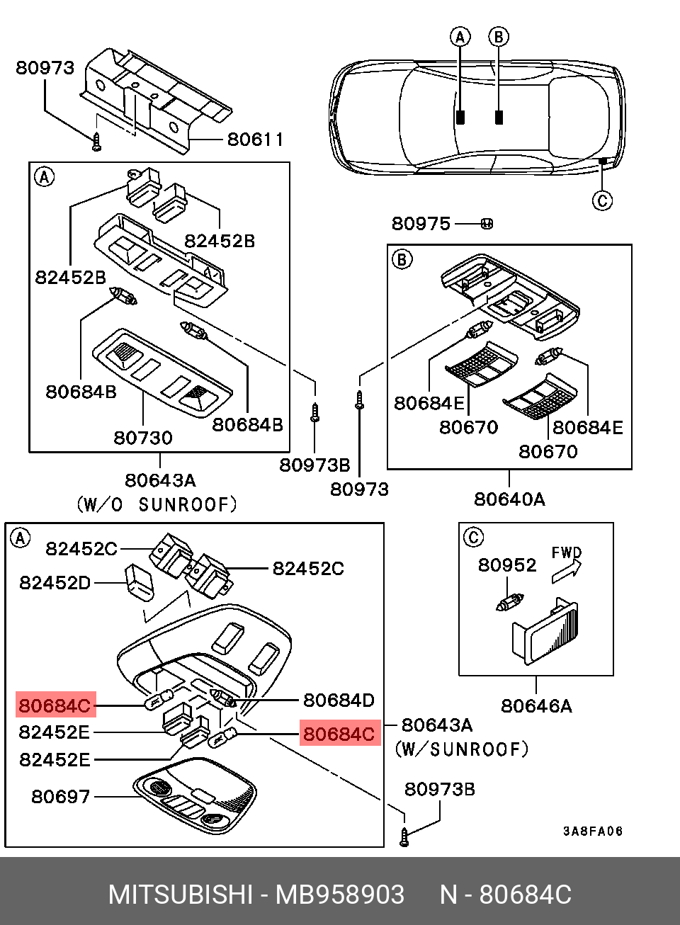 MB958903 MITSUBISHI BULB,LICENSE PLATE LAMP