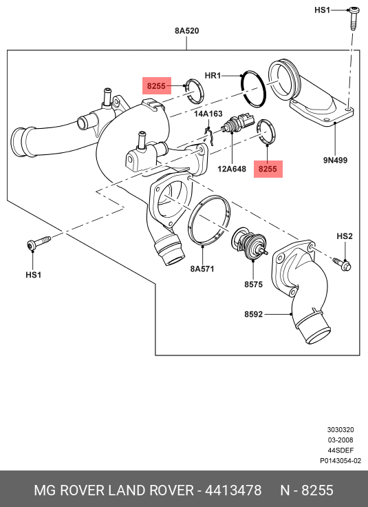 4413478 LAND ROVER Кольцо термостата