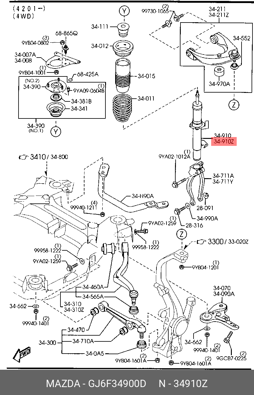 GJ6F34900D MAZDA Амортизатор
