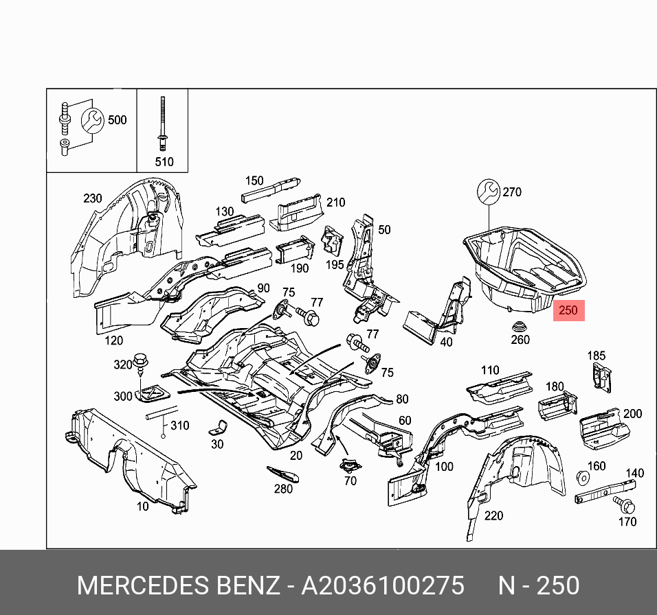 A2036100275 MERCEDES-BENZ НИША КОЛЕСА ЗАПАСНОГО