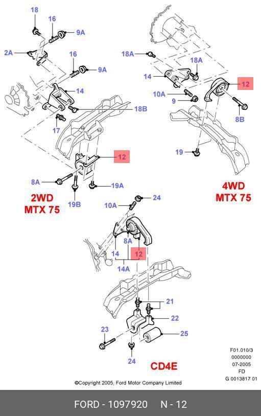 1097920 FORD Подвеска, двигатель