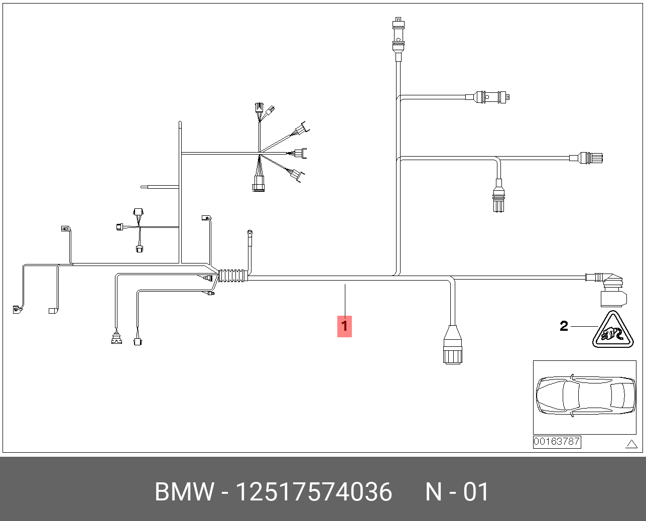 12517574036 BMW Жгут проводов двигатель/модуль КПП