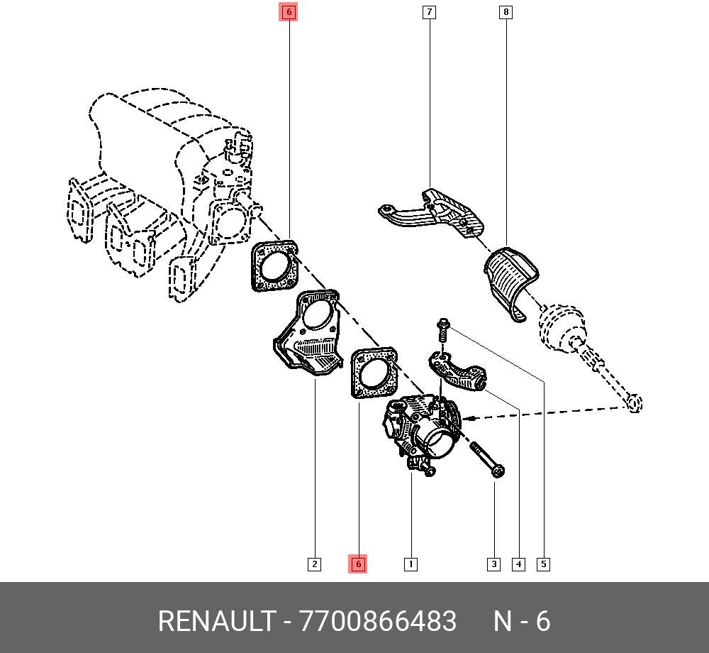 7700866483 RENAULT Прокл. Корп. Дрос. Заслонки (п 7700866483 RENAULT Прокл. Корп. Дрос. Заслонки (п