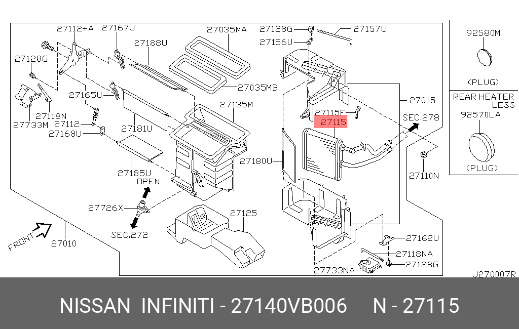27140VB006 NISSAN CORE ASSY-FRONT HEATER