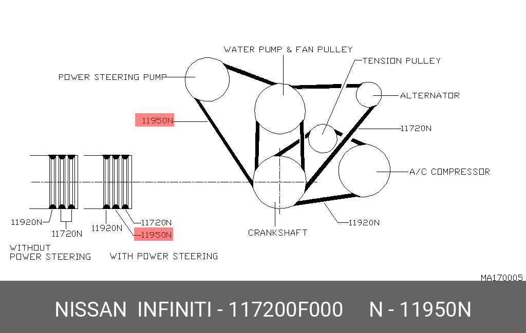 117200F000 NISSAN РЕМЕНЬ ПРИВОДНОЙ ПОЛИКЛИНОВОЙ