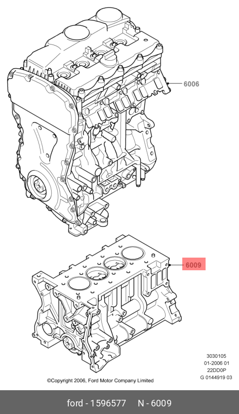1596577 FORD Блок двигателя в сборе / FORD Transit 2.2 Duratorq-TDCI 06~