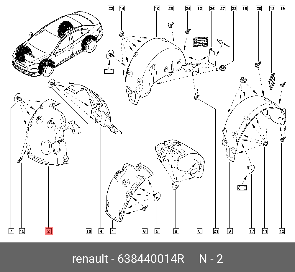 638440014R RENAULT Подкрылок MEGAN 3