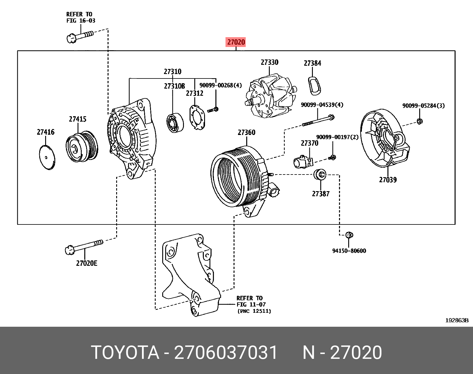 2706037031 TOYOTA ГЕНЕРАТОР