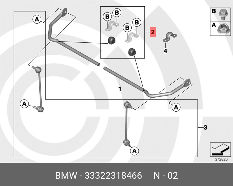 33322318466 BMW Рем.к-т рез.-мет.шарнира стабилизатора