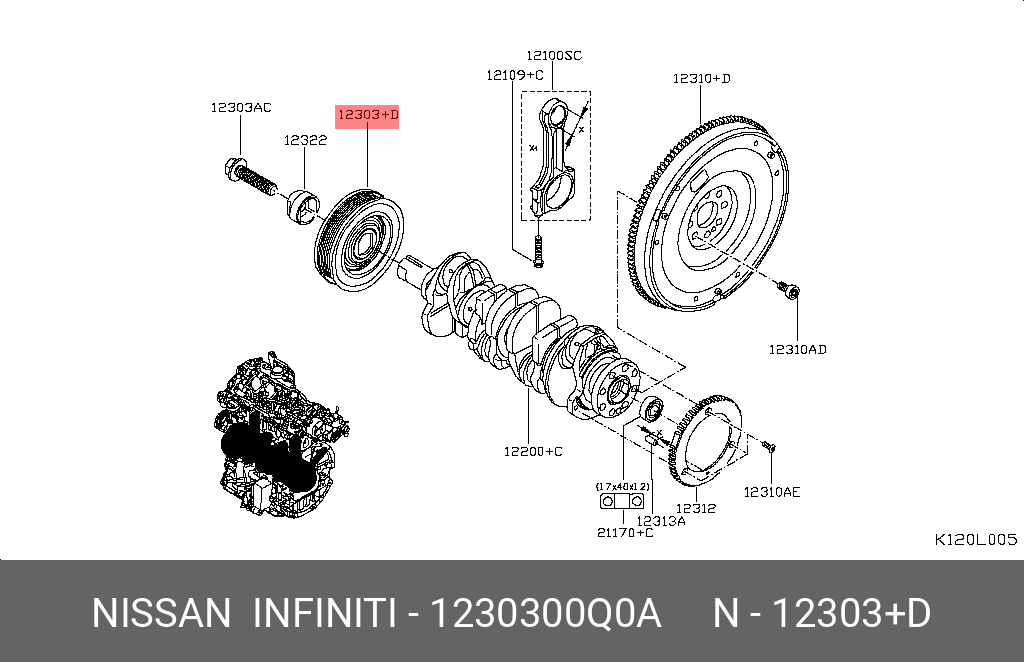 1230300Q0A NISSAN Шкив коленвала