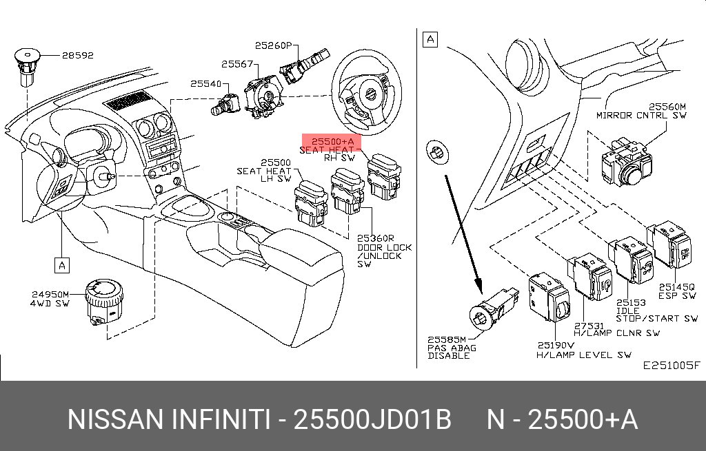 25500JD01B NISSAN ПЕРЕКЛЮЧАТЕЛЬ