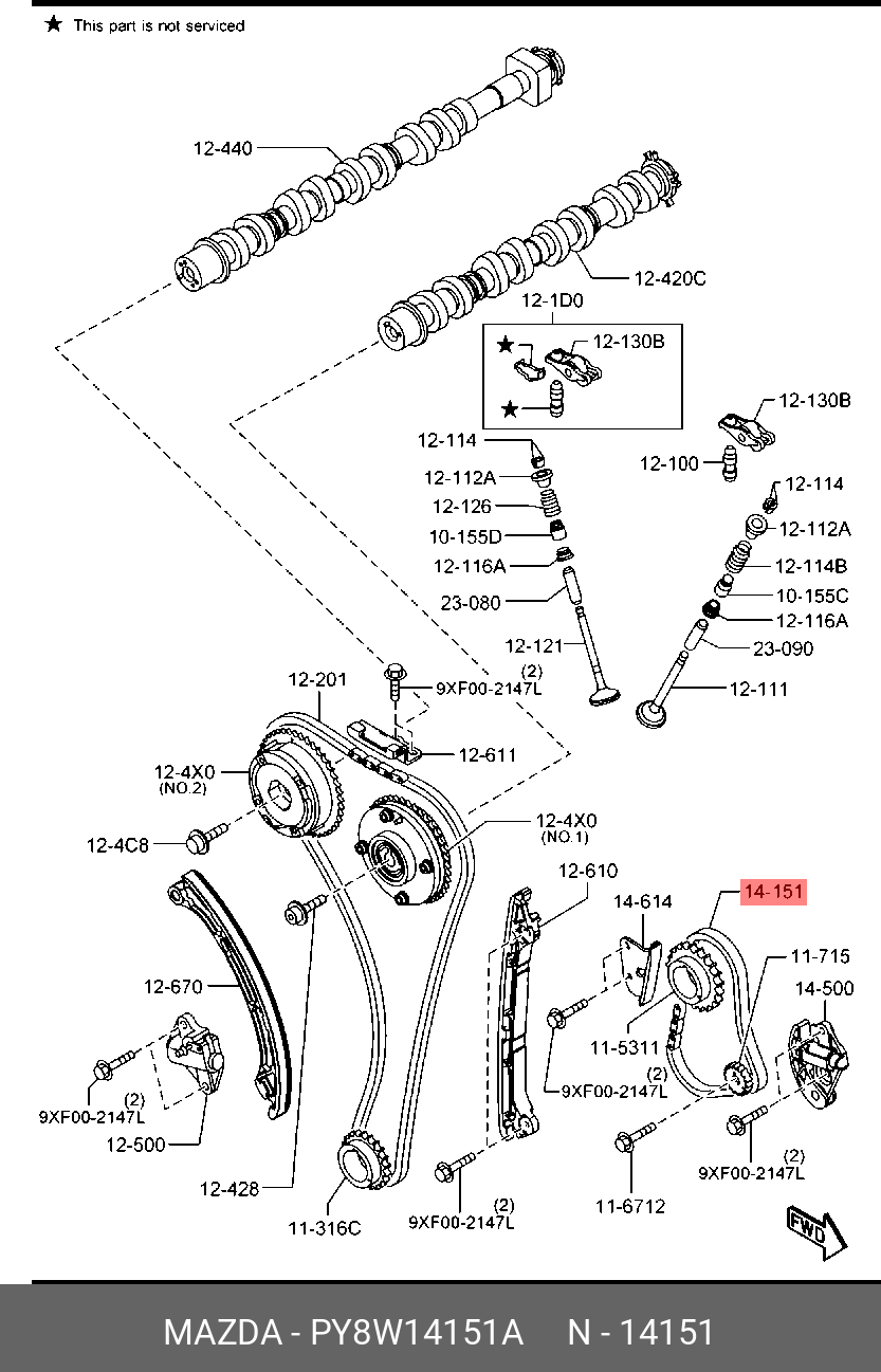PY8W14151A MAZDA Цепь привода масляного насоса