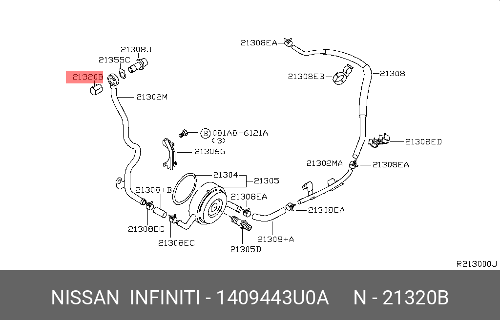 1409443U0A NISSAN ТРУБКА НАПРАВЛЯЮЩАЯ МАСЛЯНОГО ЩУПА