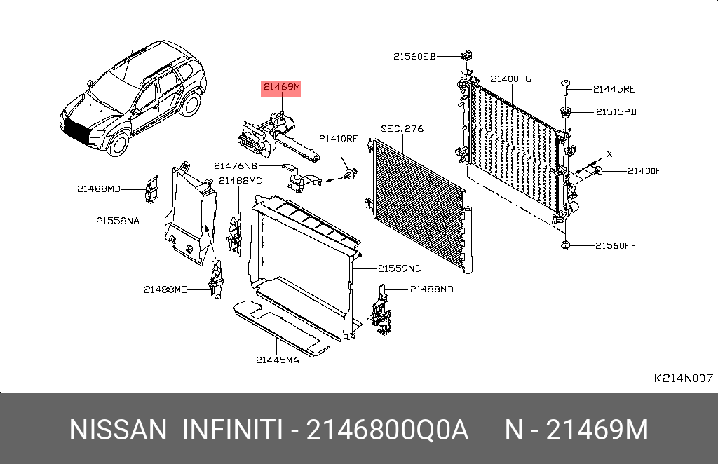 2146800Q0A NISSAN КОЖУХ РАДИАТОРА