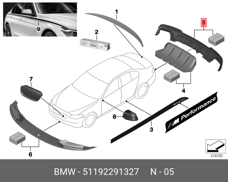 51192291327 BMW Задний диффузор