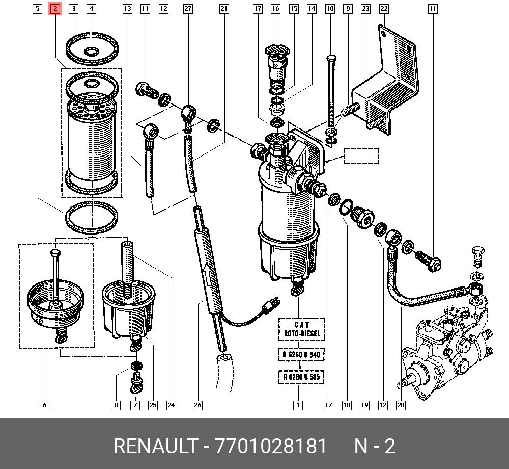 7701028181 RENAULT Топливный фильтр