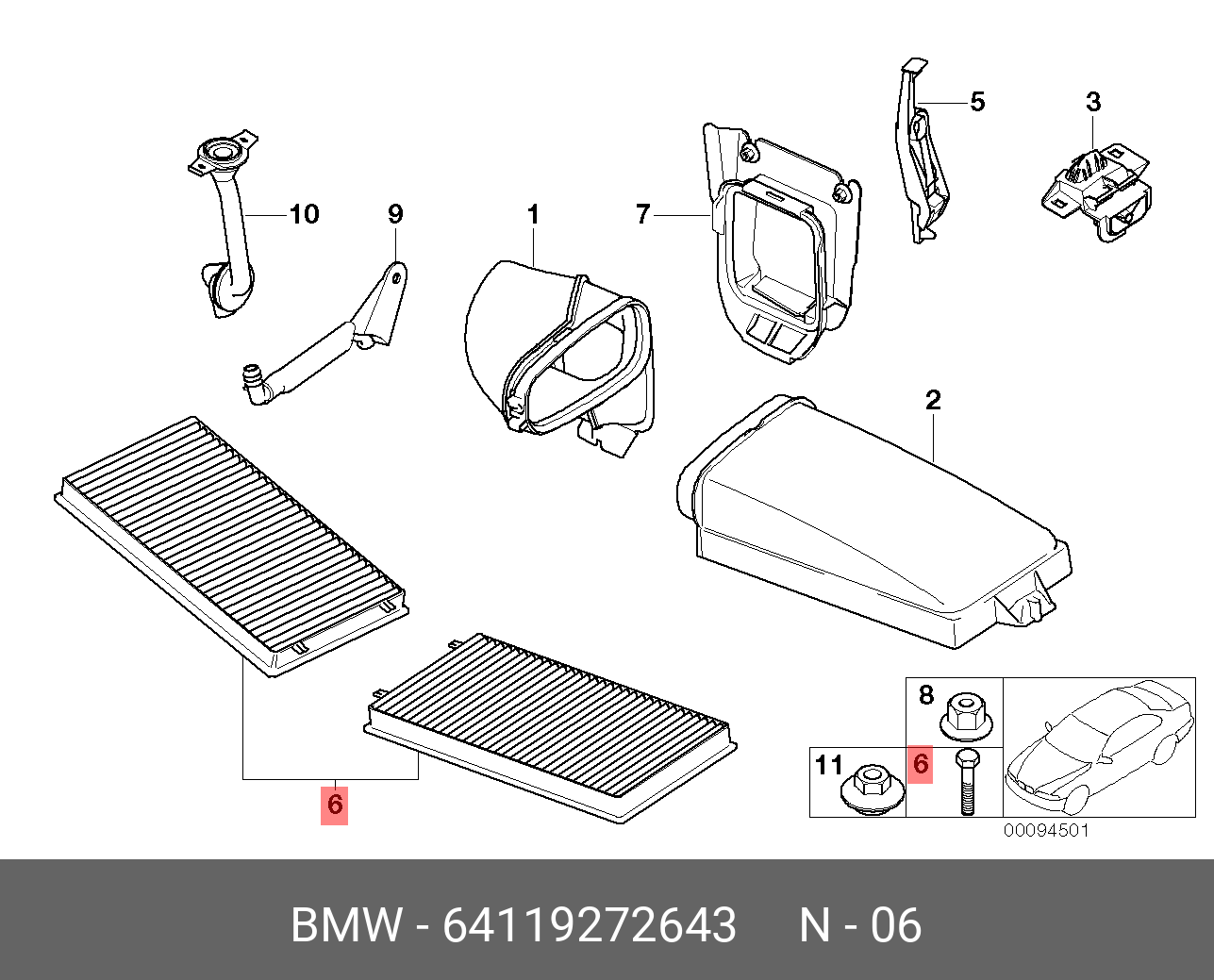 64119272643 BMW Салонный фильтр