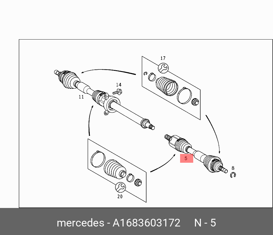 A1683603172 MERCEDES-BENZ ПОЛУОСЬ