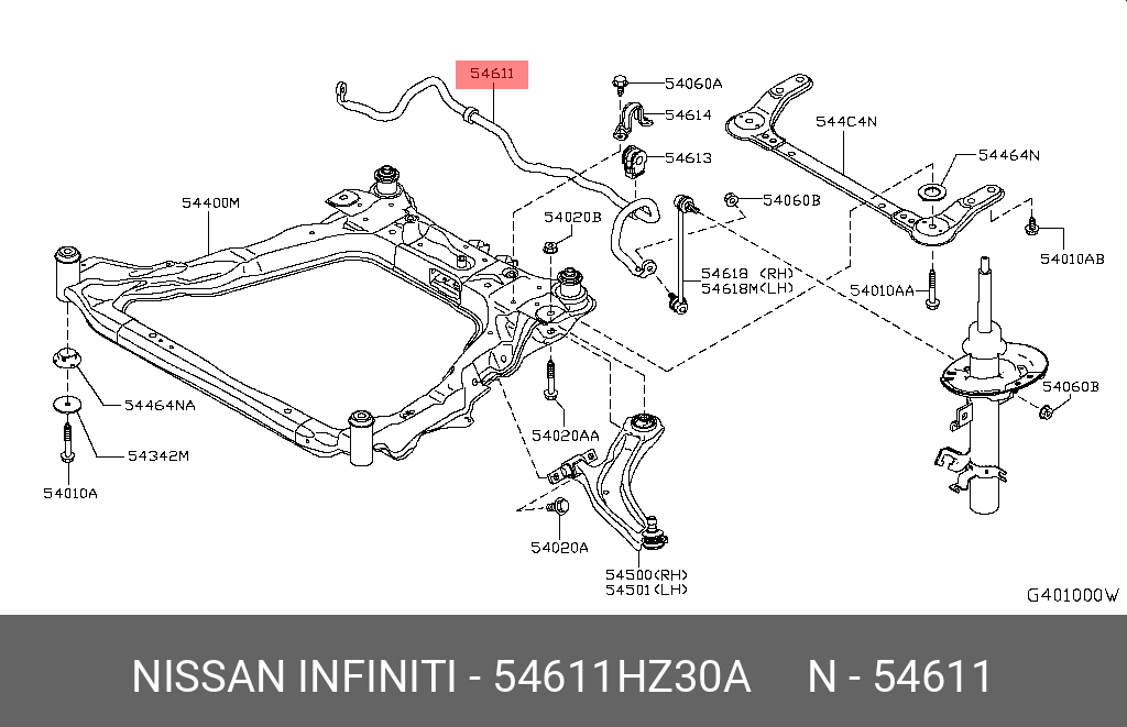 54611HZ30A NISSAN СТАБИЛИЗАТОР ПОПЕРЕЧНОЙ УСТОЙЧИВОСТИ