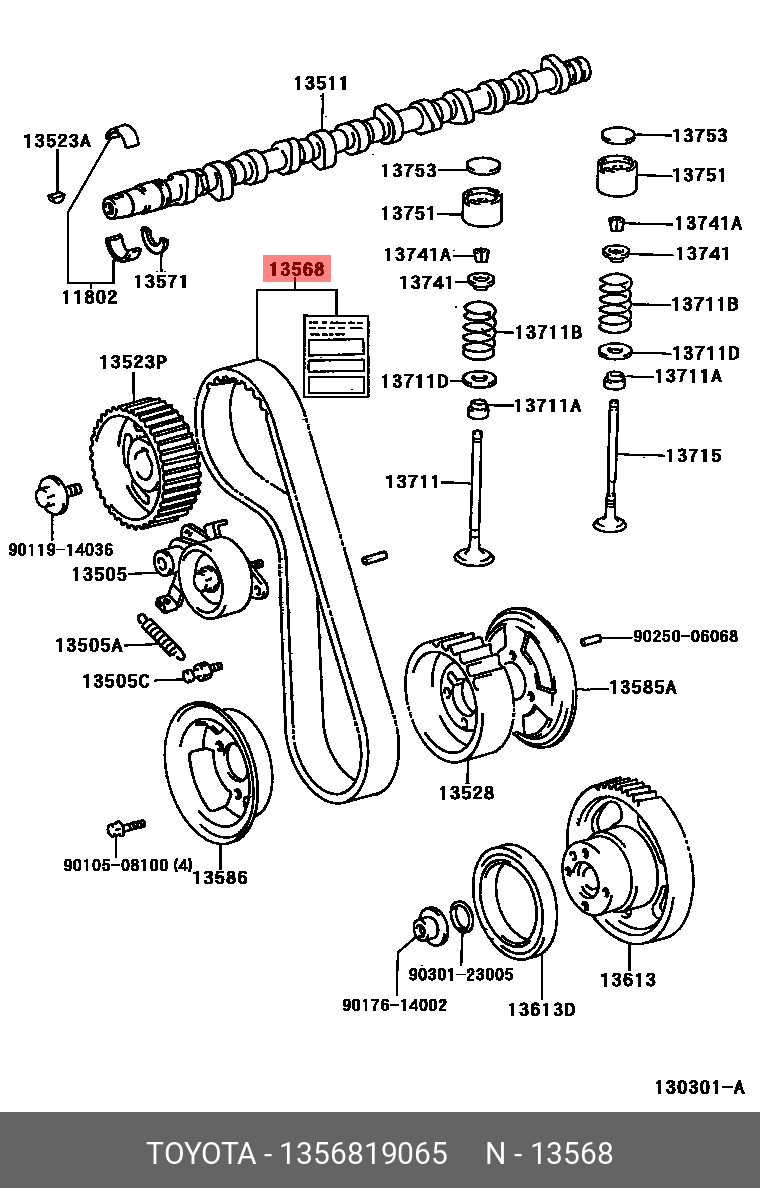 1356819065 TOYOTA РЕМЕНЬ ПРИВОДНОЙ ЗУБЧАТЫЙ