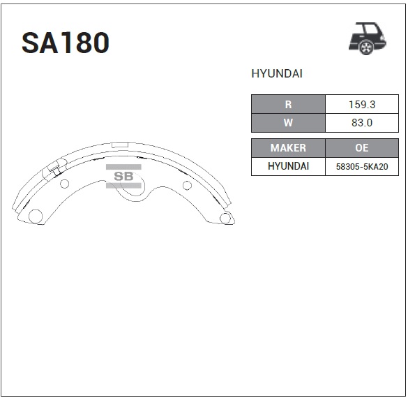 SA180 SANGSIN BRAKE Колодки тормозные задние