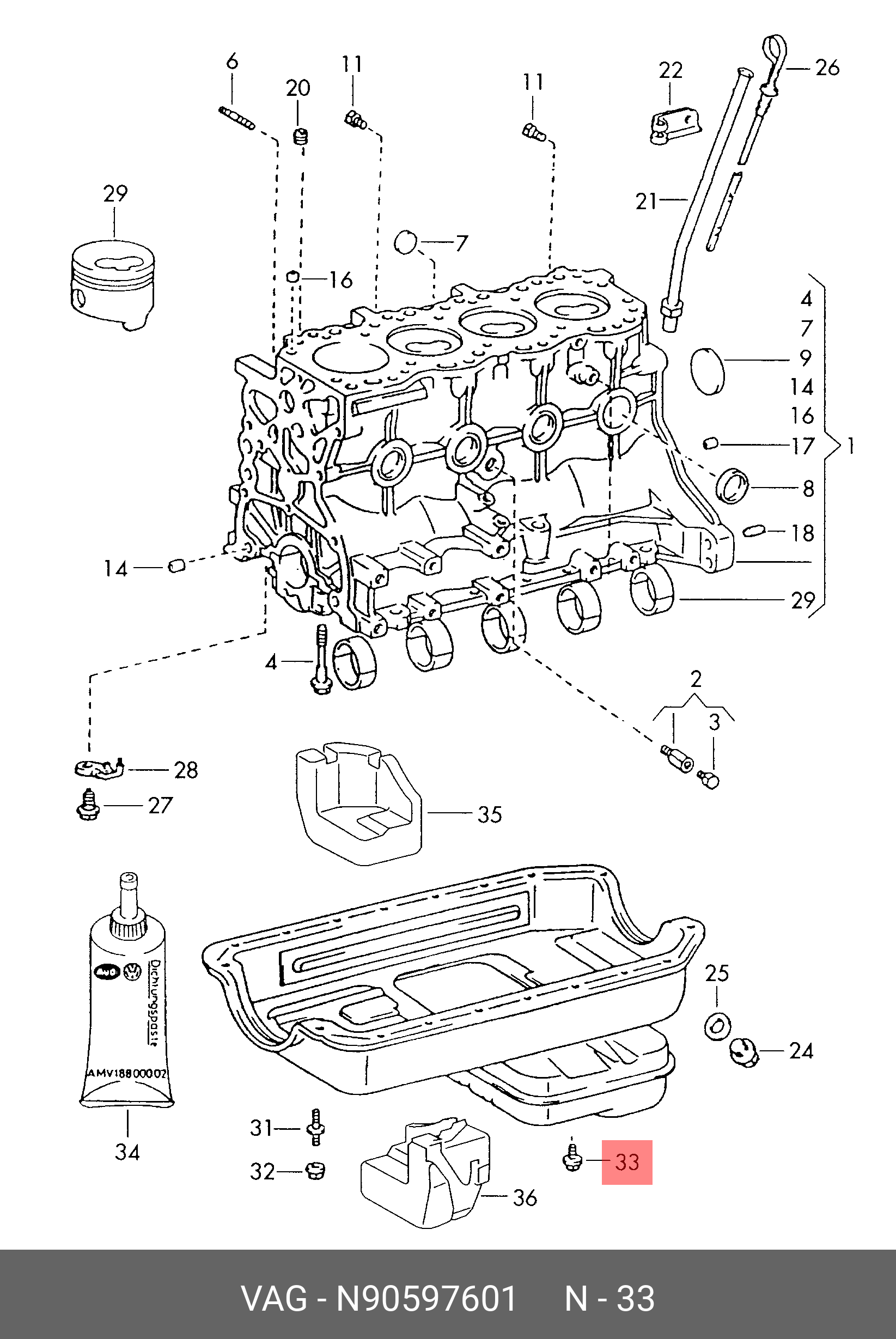 N90597601 VAG Болт с шестигранной головкой