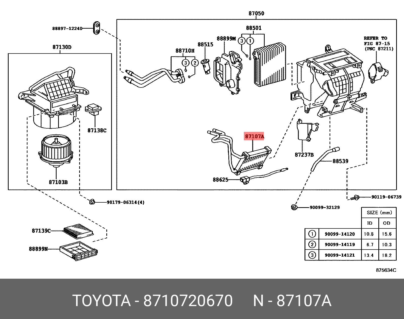 8710720670 TOYOTA UNIT SUB-ASSY, HEATER RADIATOR