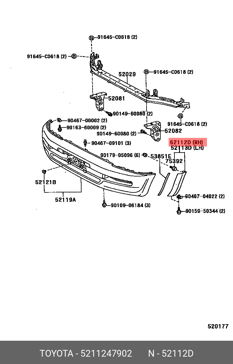5211247902 TOYOTA Расширитель бампера