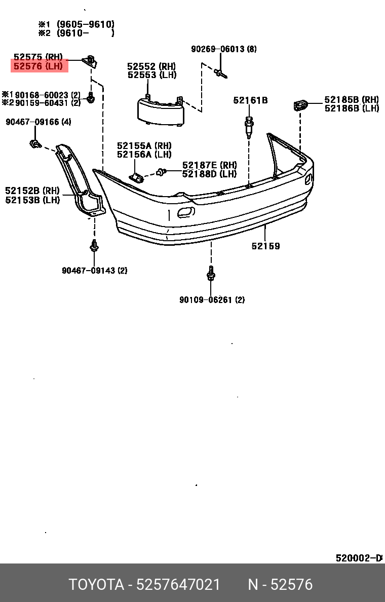5257647021 TOYOTA КРОНШТЕЙН БАМПЕРА