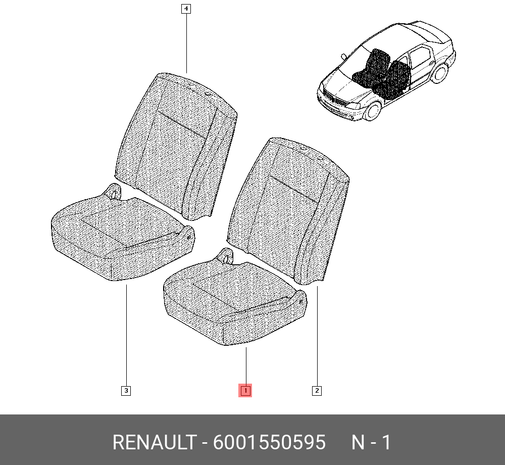 6001550595 RENAULT ЧЕХОЛ ПОДУШКИ СИДЕНЬЯ (СИНТ) купить в интернет-магазине  AvtoTO