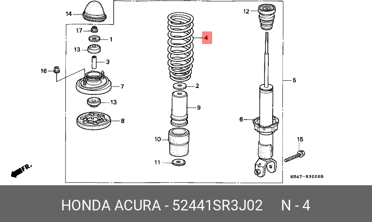 52441SR3J02 HONDA Пружина ходовой части