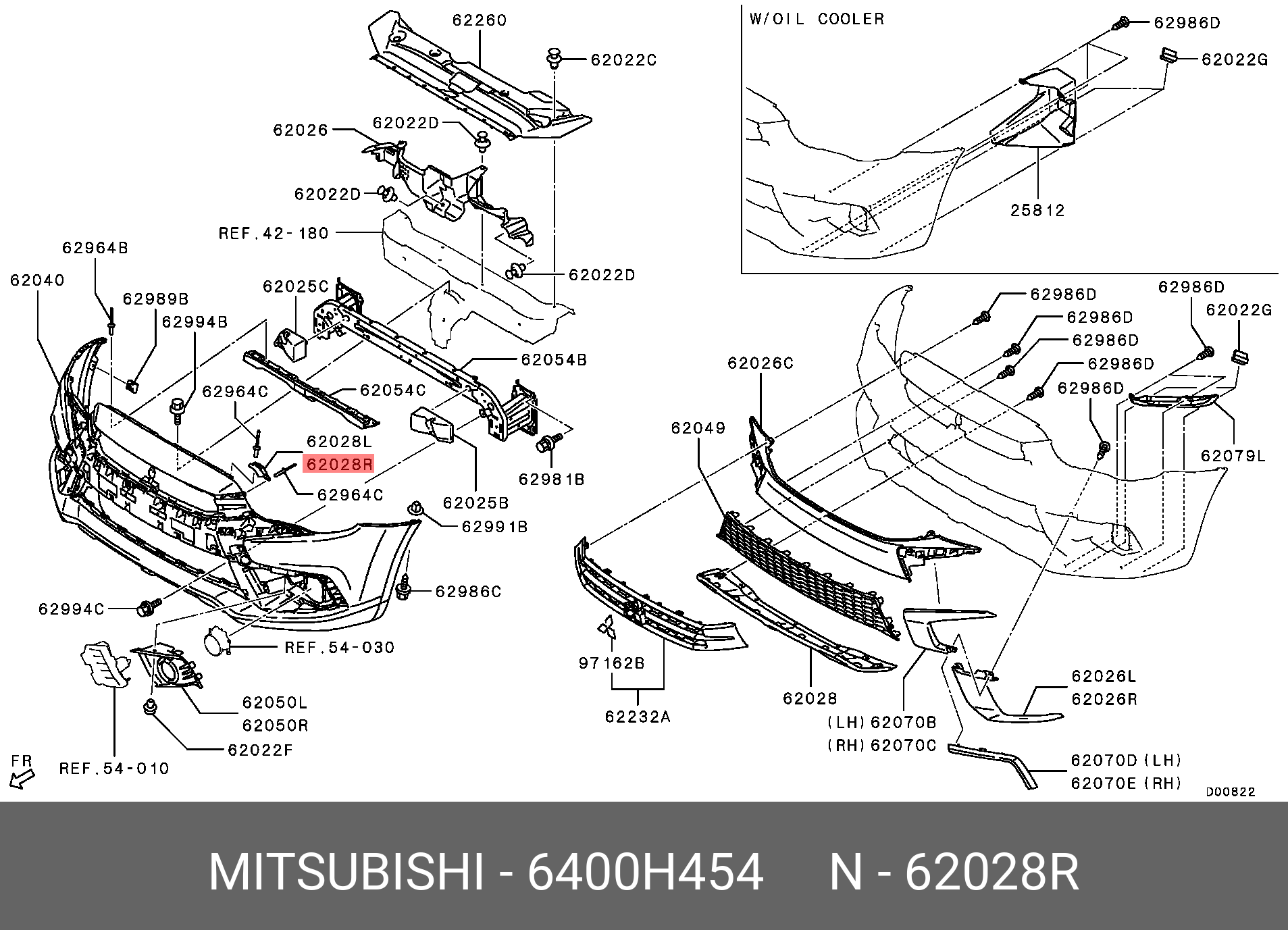 6400H454 MITSUBISHI НАСТАВКА ПЕРЕДНЕГО БАМПЕРА,ПРАВАЯ