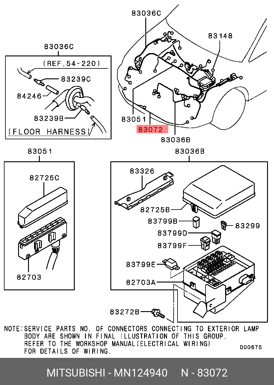 MN124940 MITSUBISHI Комплект проводов для противотуманных фар