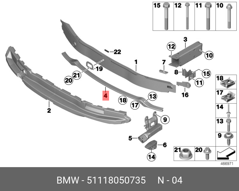 51118050735 BMW Поперечина рамы Пд