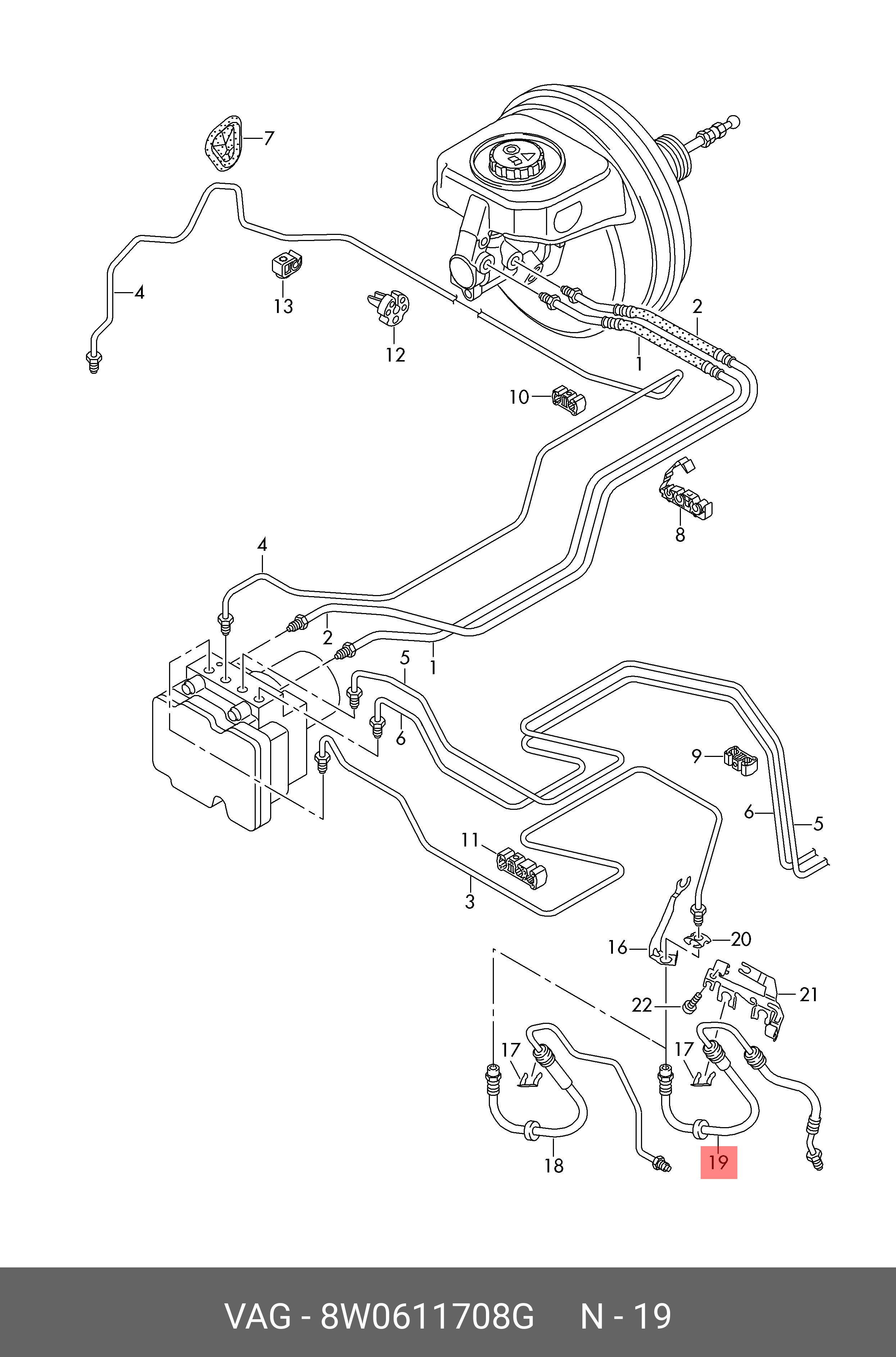 8W0611708G VAG Тормозной шланг