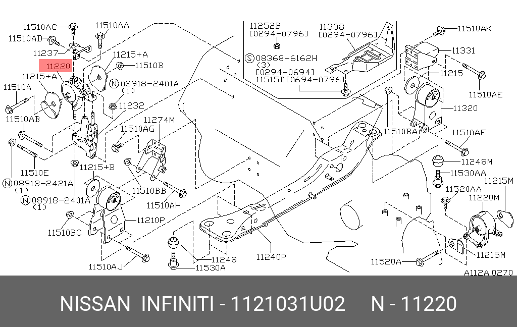1121031U02 NISSAN ОПОРА ДВИГАТЕЛЯ