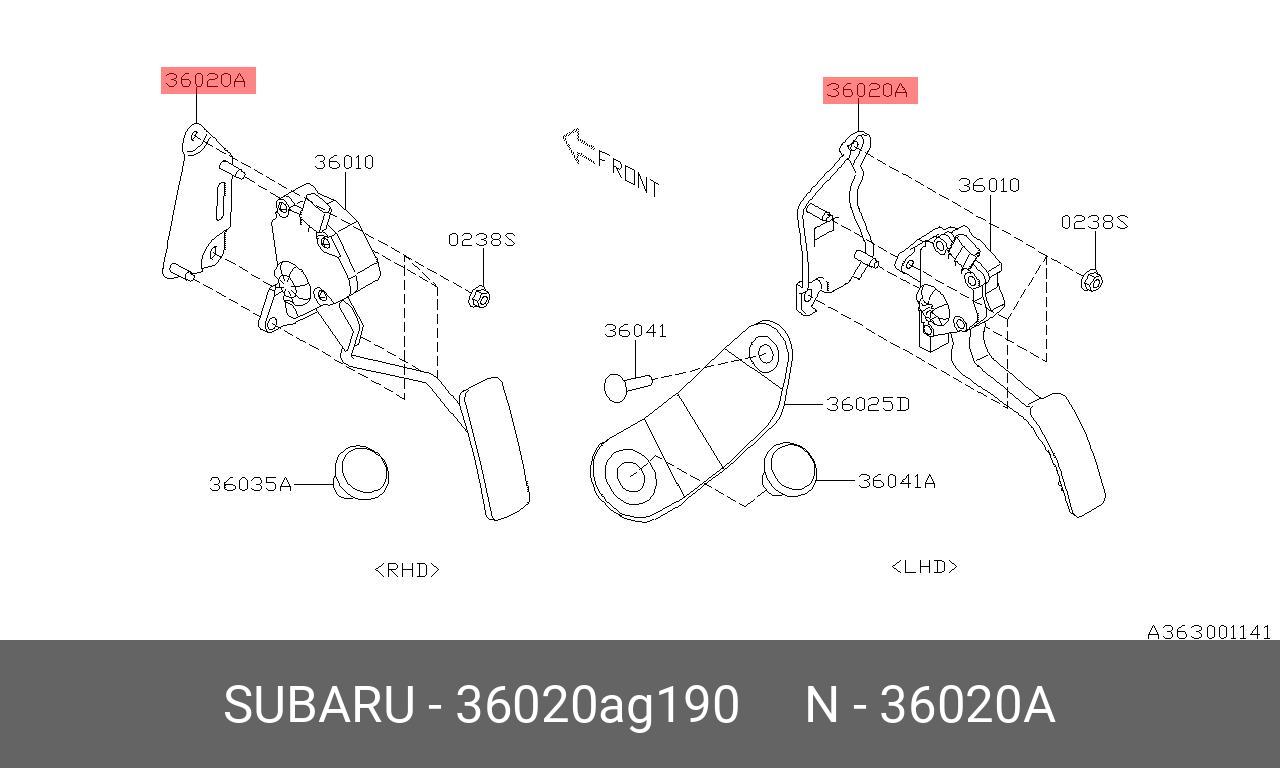 36020AG190 SUBARU Кронштейн крепления педали газа subaru