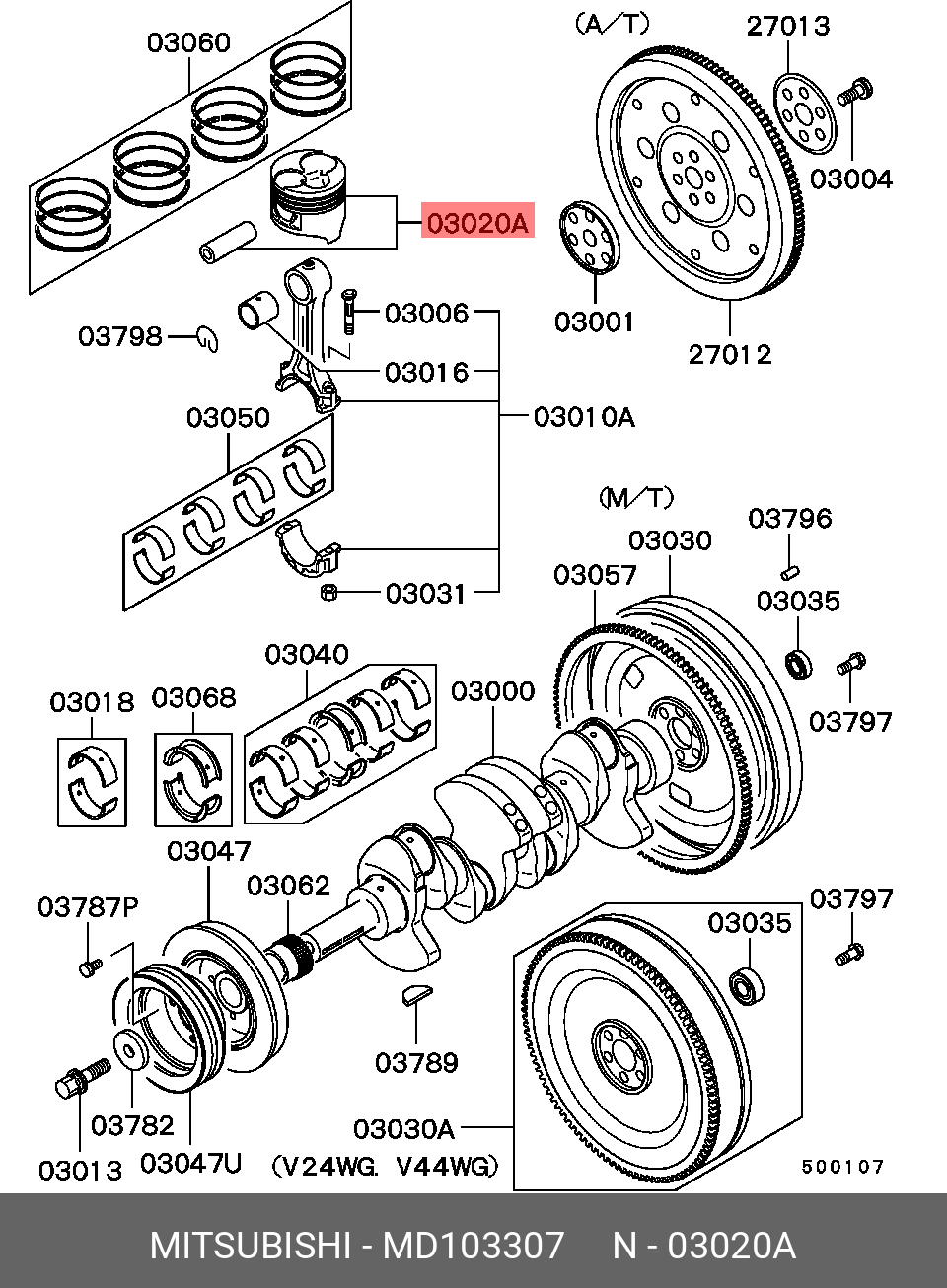 MD103307 MITSUBISHI PISTON & PIN ASSY
