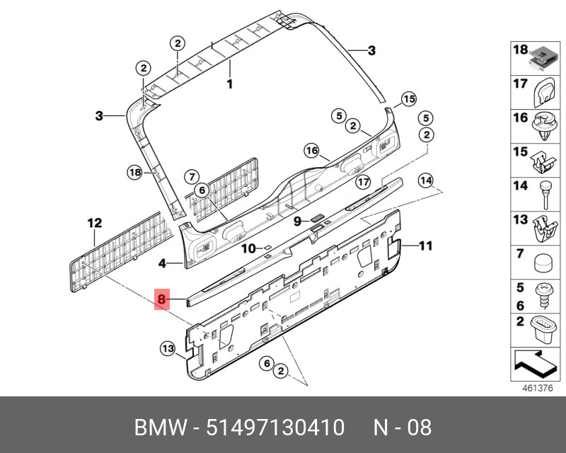 51423413006 BMW TÜRVERKLEIDUNG KUNSTLEDER HINTEN RECHTS купить в интернет-магази