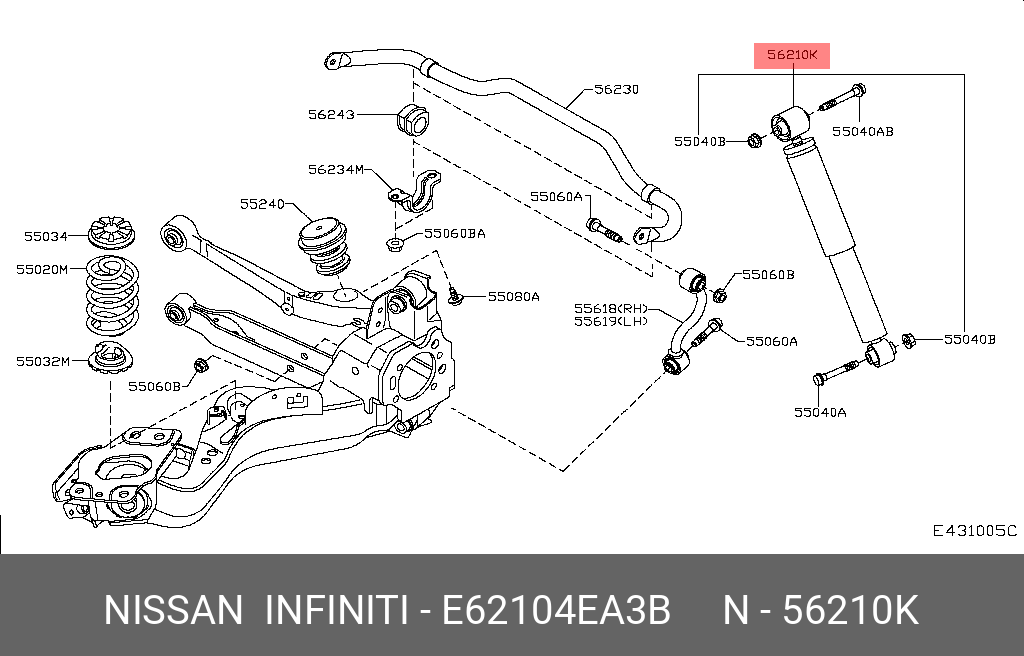 E62104EA3B NISSAN АМОРТИЗАТОР ПОДВЕСКИ