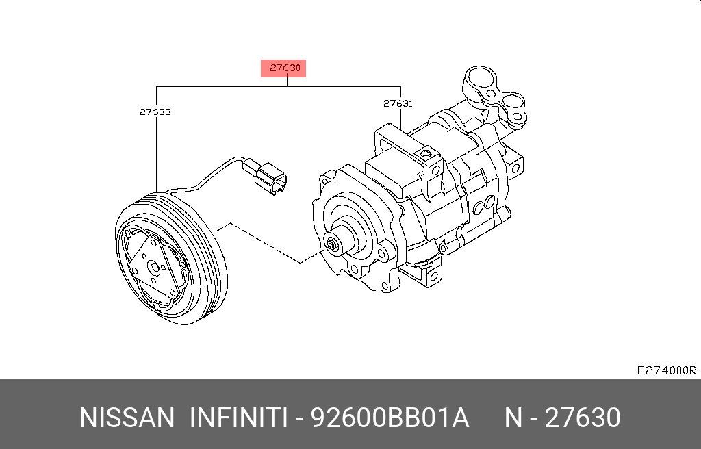92600BB01A NISSAN КОМПРЕССОР КОНДИЦИОН