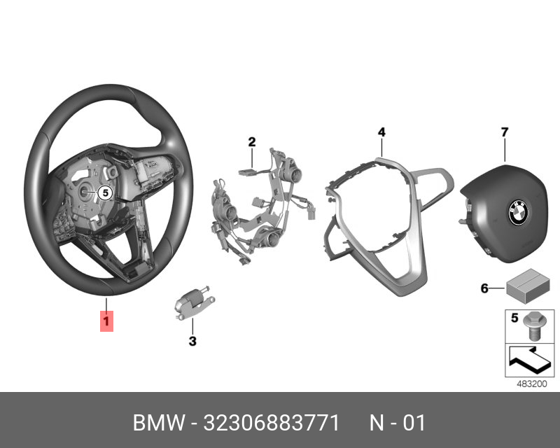 32306883771 BMW Спортивный руль кожаный