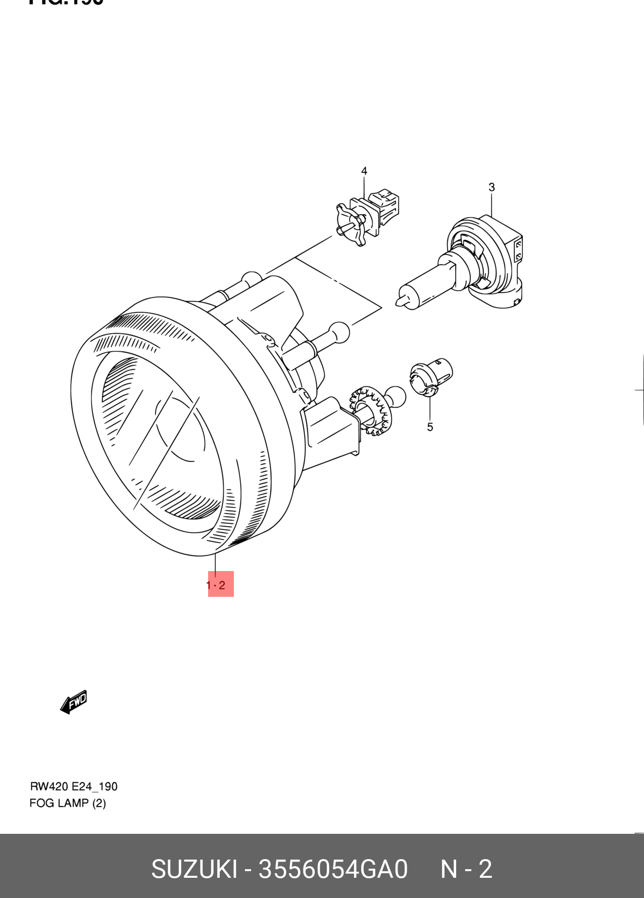 3556054GA0 SUZUKI Противотуманная фара